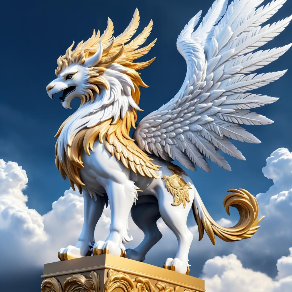 Elegant Griffin amidst Ethereal Clouds