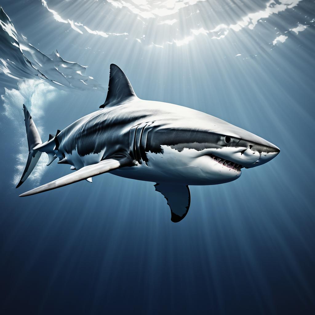 Hyper-Realistic Great White Shark Scene