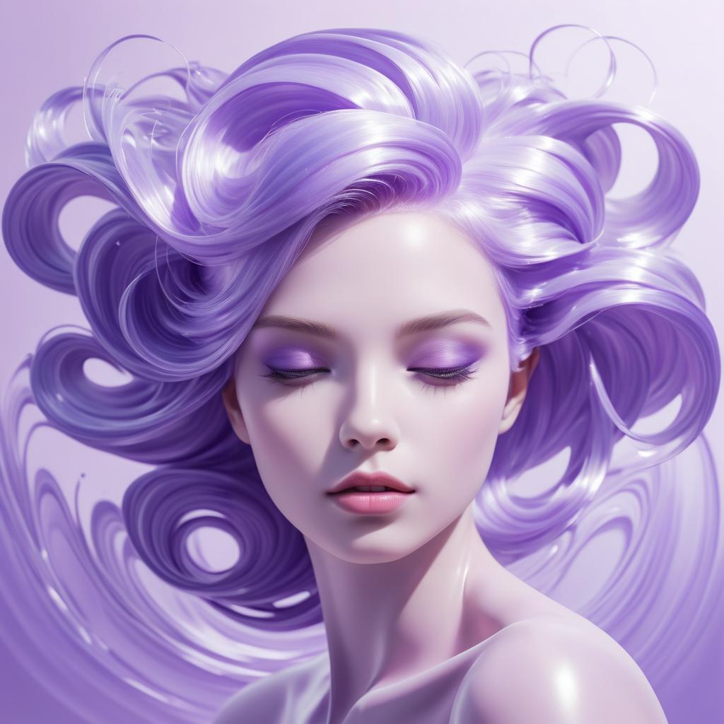 Ethereal Lavender-Haired Girl Portrait