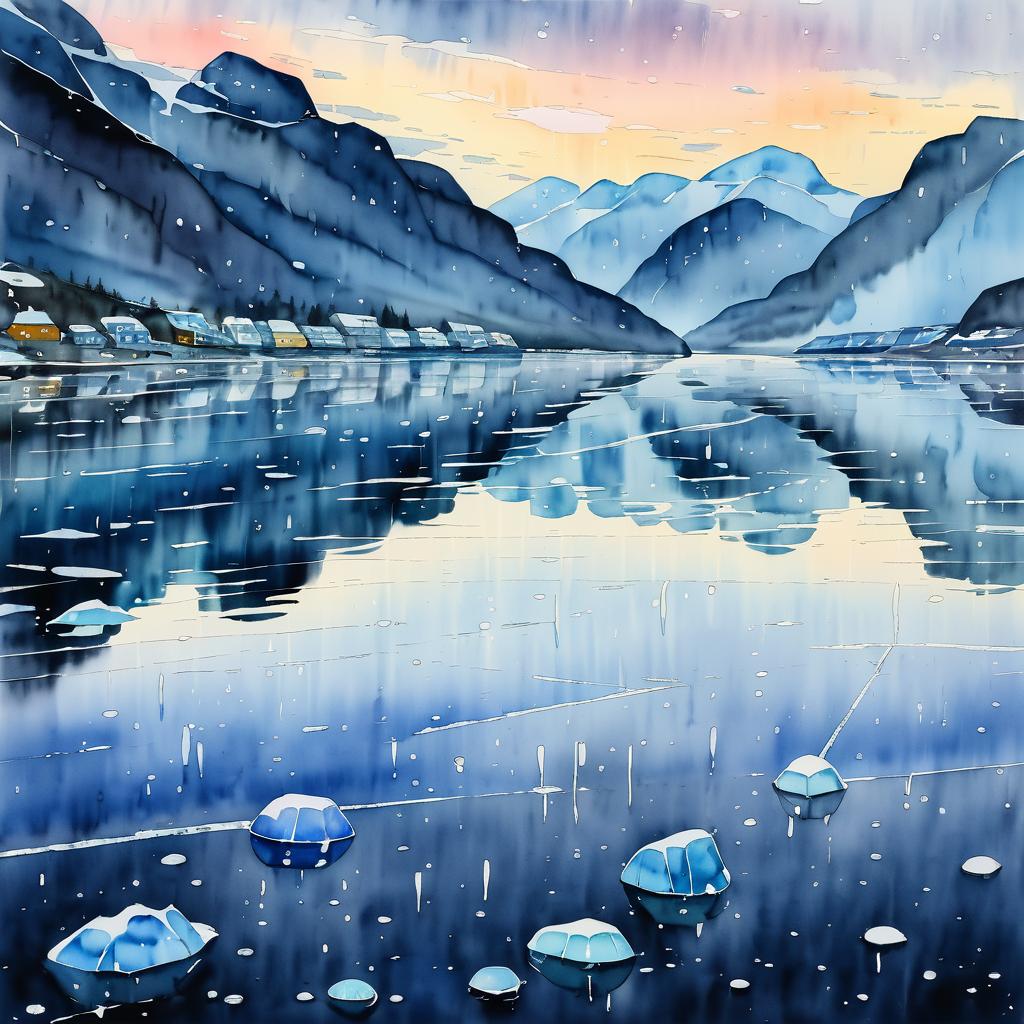 Serene Watercolor of Polar Ice Caps