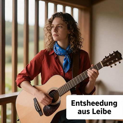 Contemplative Musician on a Wooden Balcony