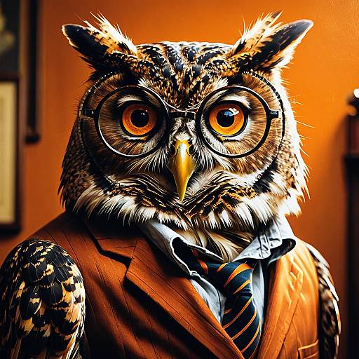 Owl Professor Wearing Glasses and Suit
