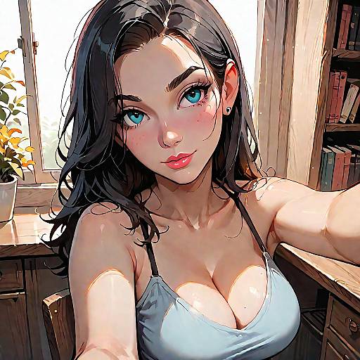 Woman Taking Selfie in Home Office