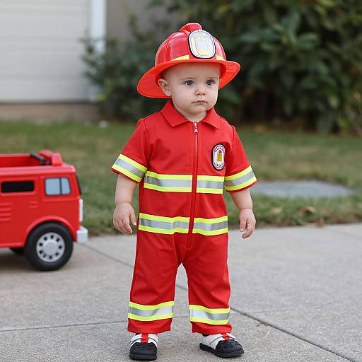 Toddler in Fireman Costume