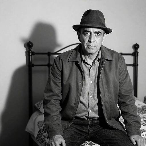 Serious Man in Black-and-White Portrait