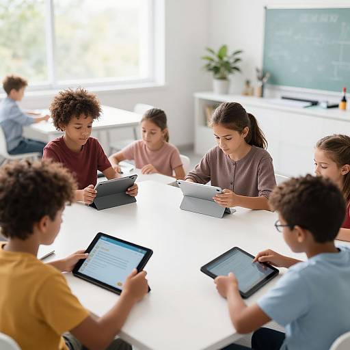 Diverse Kids Using Interactive Learning Tools