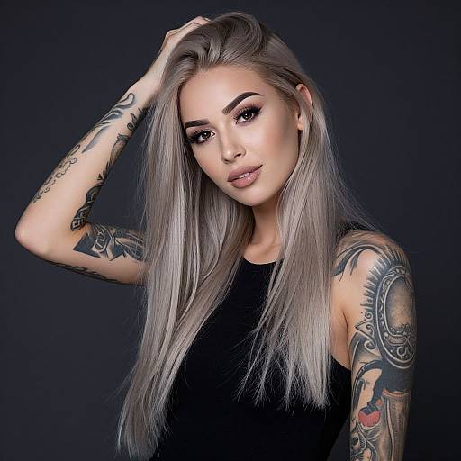 Edgy Modern Portrait of Tattooed Woman