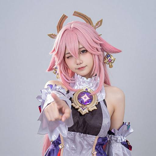 Fantasy Cosplay Woman with Pink Hair