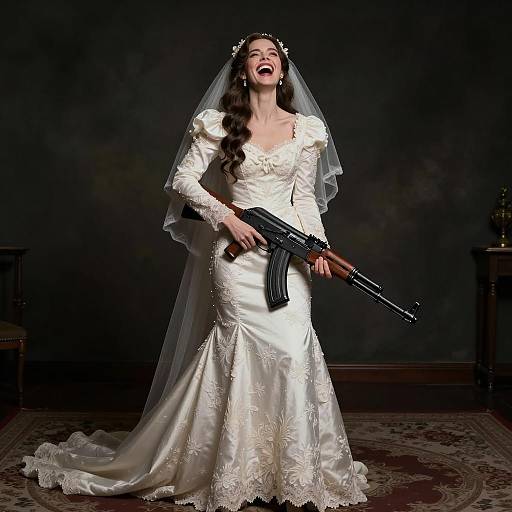 Bridal Elegance with an AK-47