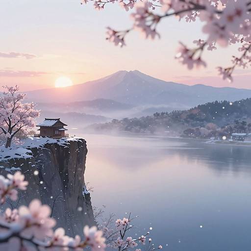 Anime Scenic Cliffside Sunset