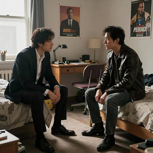 Intense Encounter in a Cluttered Bedroom