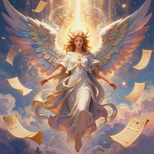 Angelic Cherubim with Multiple Wings and Faces