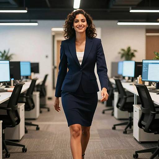 Confident Latina Executive in Navy Blazer