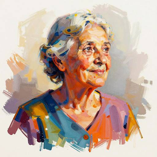 Vibrant Abstract Elderly Woman Portrait