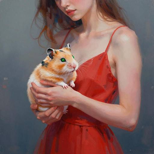 Abstract Woman with Hamster Illustration