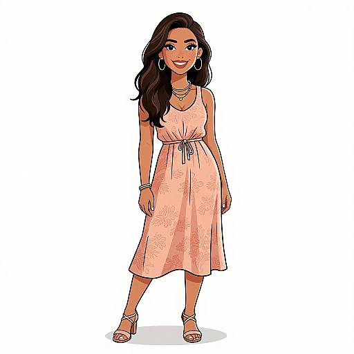 Bohemian Chic Woman in Peach Dress