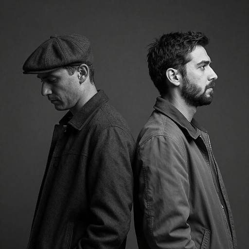 Intense Black-and-White Portrait of Two Men