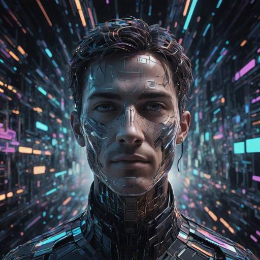 Futuristic Man in Digital Environment