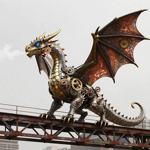 Steampunk Dragon with Mechanical Gears