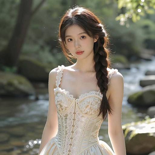 Realistic Portrait of a Girl in Nature