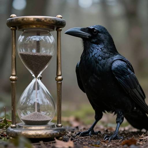 Raven Holding Backward Hourglass