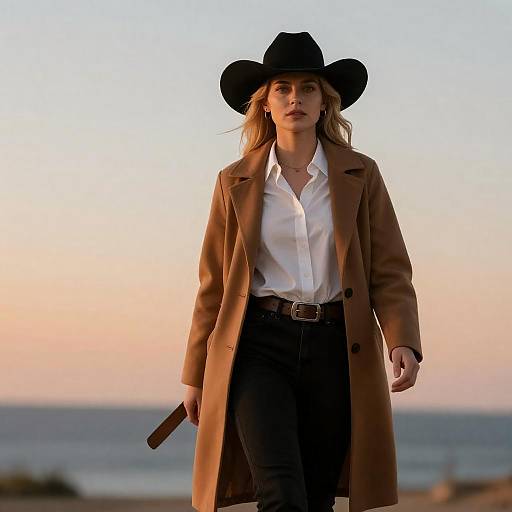 Confident Blonde in Cowboy Attire