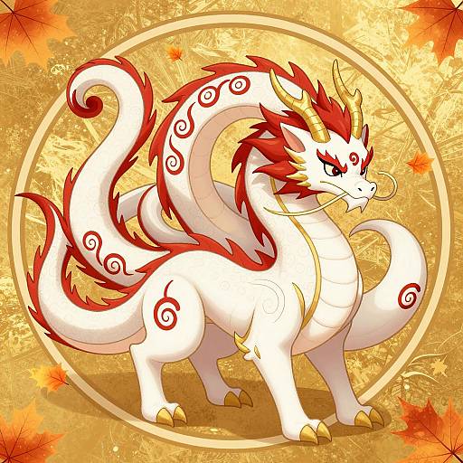 Majestic Dragon Creature with Swirling Tails