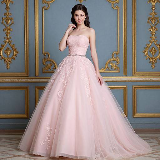 Elegant Young Woman in Pink Gown
