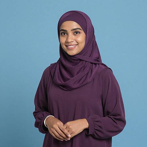 Smiling Woman in Purple Hijab