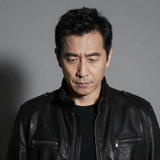 Serious Middle-Aged Man in Grayscale