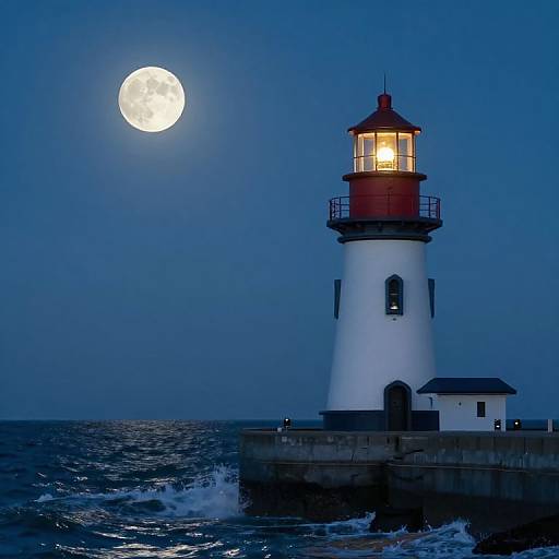Lighthouse Under Luminous Moonlight