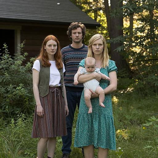 Serene Family Portrait in Lush Nature