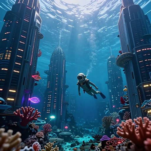 Dreamlike Underwater Coral Cityscape