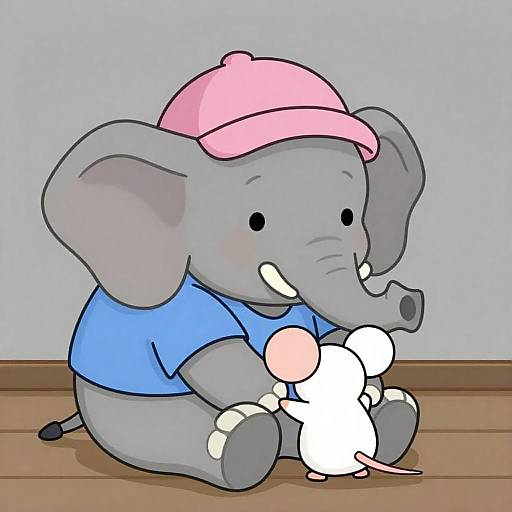 Playful Elephant and Mouse Illustration