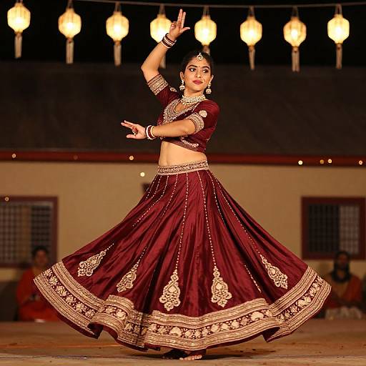 Dynamic Dancer in Maroon Lehenga