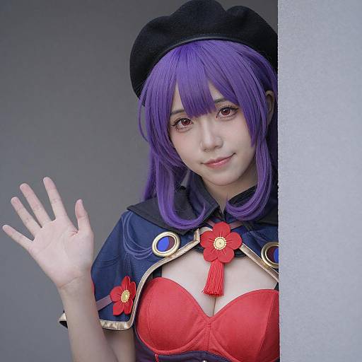 Portrait of Woman with Purple Hair