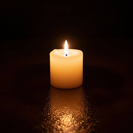 Single Candle Flickering in Darkness