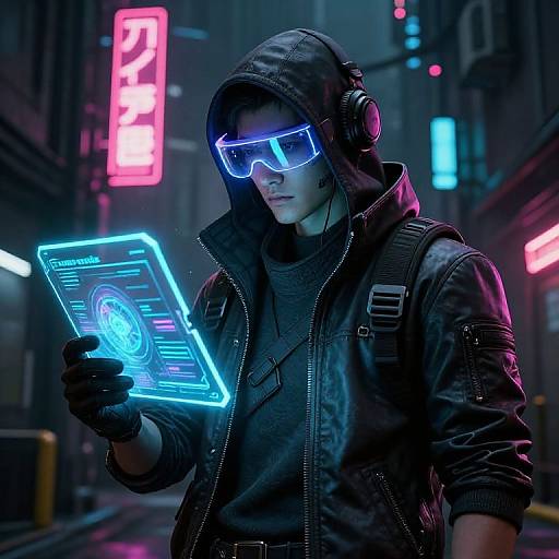 Cyberpunk Hacker with AR Glasses