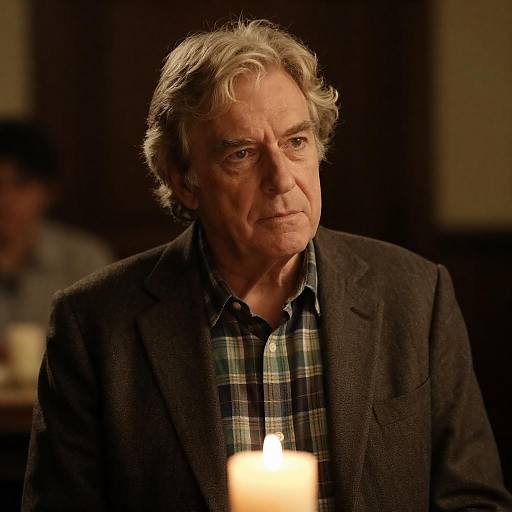 Candlelit Portrait of Serious Older Man