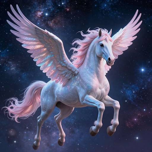 Majestic Cosmic Pegasus in Flight