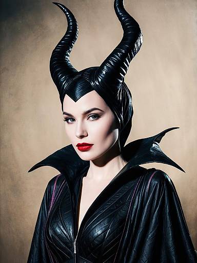 Close-Up Woman in Maleficent Costume