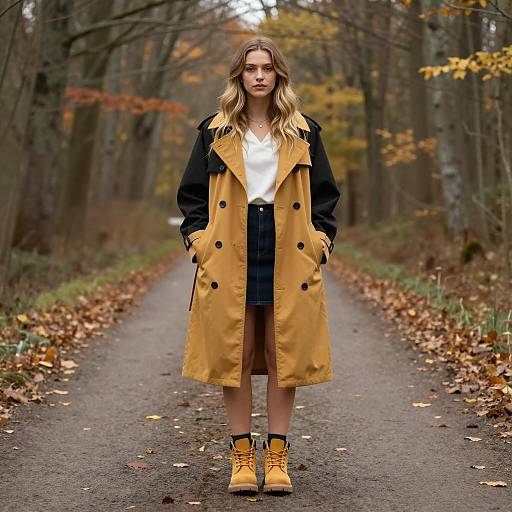 Autumn Fashion: Young Woman in Forest