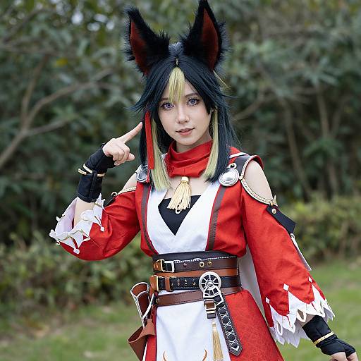 Tighnari Cosplay in Red and White