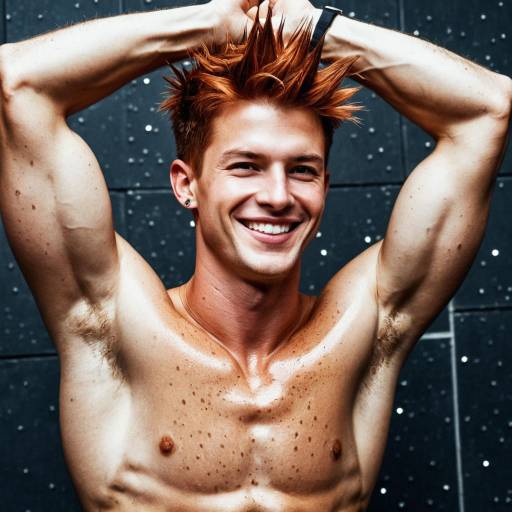 Smiling Athletic Man with Spiky Auburn Hair