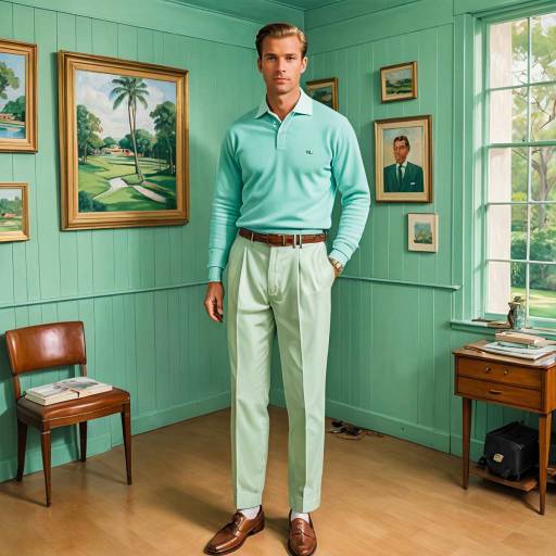 Man in Preppy Country Club Outfit in Art Studio
