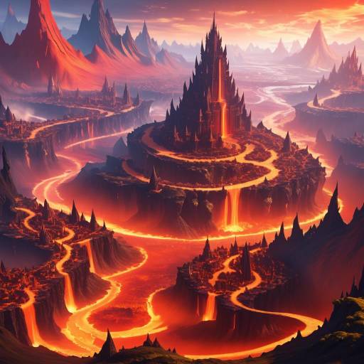 Mystical Dragon City in Volcanic Landscape