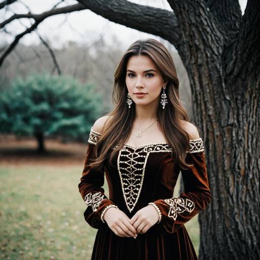 Woman in Elegant Renaissance-style Dress Outdoors