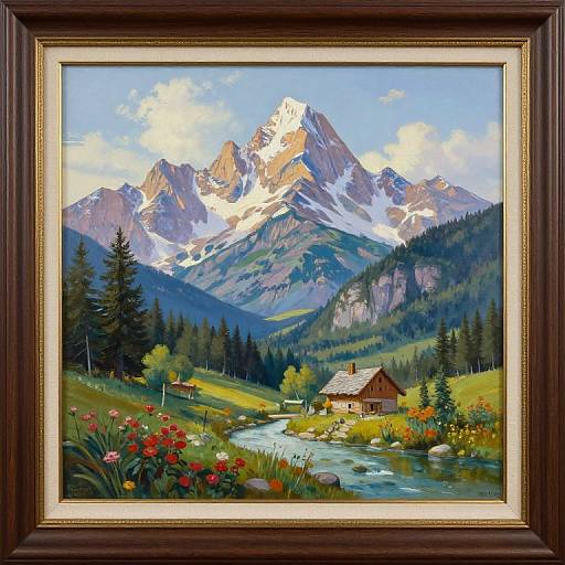 Thomas Kinkade Mountain Paradise Painting