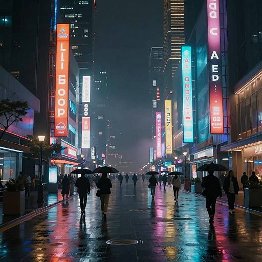 Neon City Night with Rain
