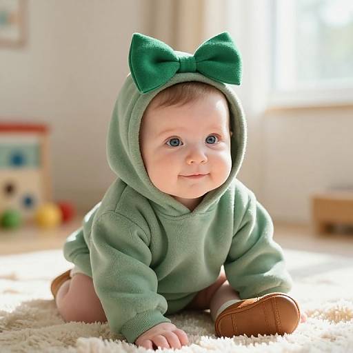 Adorable Baby in Cozy Green Hoodie